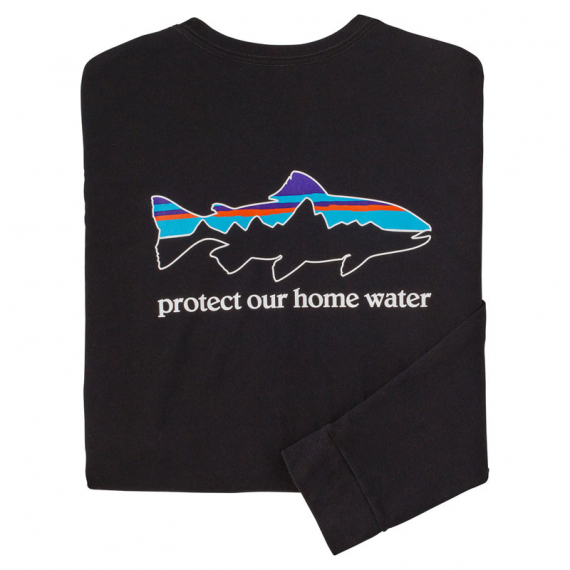 Patagonia M\'s L/S Home Water Trout Responsibili-Tee BLK i gruppen Kläder & Skor / Kläder / T-shirts hos Sportfiskeprylar.se (37574-BLKr)