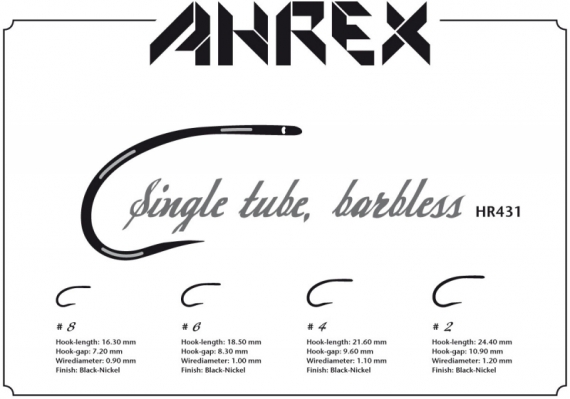 Ahrex HR431 - Tube Single Barbless i gruppen Krok & Småplock / Flugbindning / Flugbindningsmaterial / Tubkrok hos Sportfiskeprylar.se (AHR431-8r)