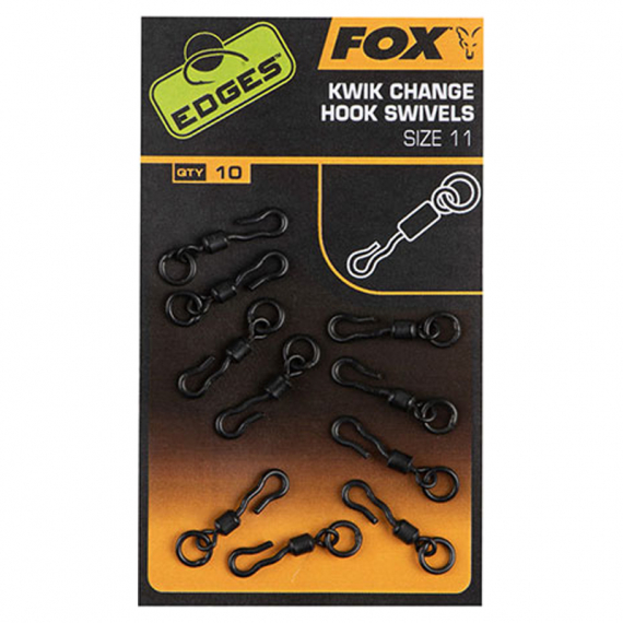 Fox Edges Kwik Change Hook Swivels (10-pack) Size 10 i gruppen Krok & Småplock / Beteslås / Snap Clips & Fastach hos Sportfiskeprylar.se (CAC701)