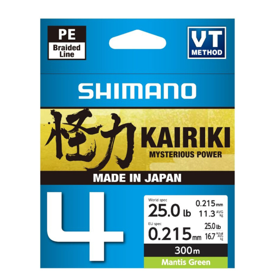 Shimano Kairiki 4 300m Mantis Green i gruppen Fiskelinor / Flätlinor & Superlinor hos Sportfiskeprylar.se (LDM64TE5031530Gr)