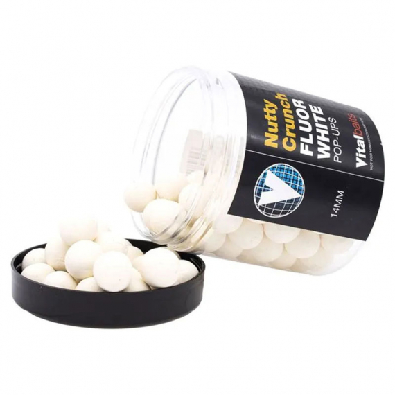 Vital Baits Pop-ups Nutty Crunch Fluor White 80g i gruppen Fiskedrag / Boilies, Krokbeten & Mäsk / Popups & Wafters hos Sportfiskeprylar.se (04-0036r)