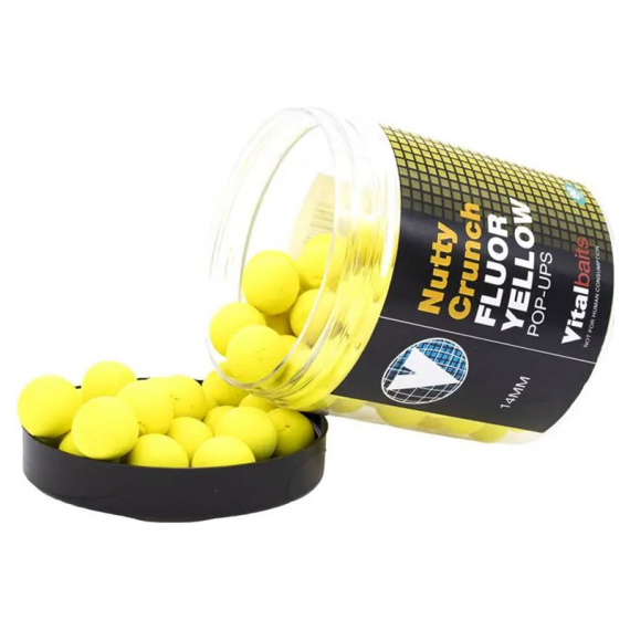 Vital Baits Pop-ups Nutty Crunch Fluor Yellow 80g i gruppen Fiskedrag / Boilies, Krokbeten & Mäsk / Popups & Wafters hos Sportfiskeprylar.se (04-0038r)