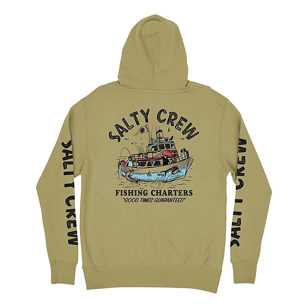 Salty Crew Fishing Charters Hooded Fleece Sandstone i gruppen Kläder & Skor / Kläder / Tröjor / Hoodies hos Sportfiskeprylar.se (0804046385486r)