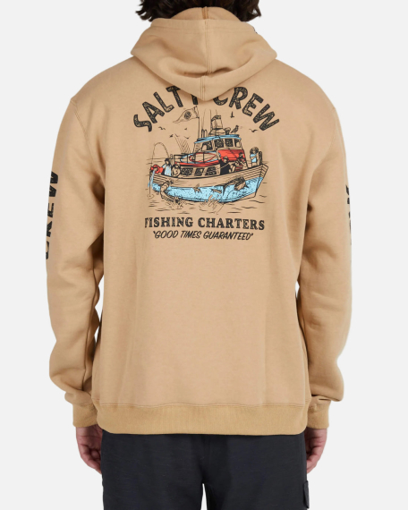 Salty Crew Fishing Charters Hooded Fleece Sandstone i gruppen Kläder & Skor / Kläder / Tröjor / Hoodies hos Sportfiskeprylar.se (0804046385486r)