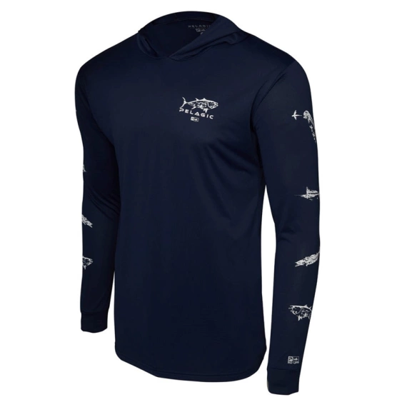 Pelagic AquaTek Hooded - Gyotaku NVY i gruppen Kläder & Skor / Kläder / Tröjor / Hoodies hos Sportfiskeprylar.se (1015231005-NVY-Lr)