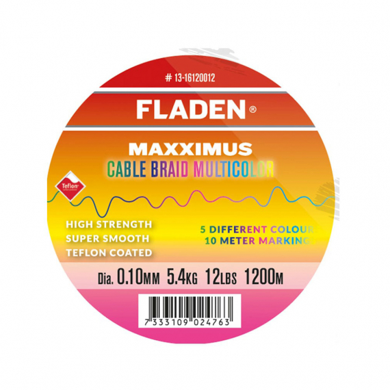 Fladen Maxximus Cable Braid Multicolor 1200m - 0.13mm i gruppen Fiskelinor / Flätlinor & Superlinor hos Sportfiskeprylar.se (13-16120018)