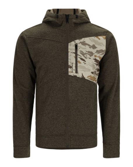Simms CX Hoody - Full Zip Dark Stone/Ghost Camo Stone i gruppen Kläder & Skor / Kläder / Tröjor / Hoodies hos Sportfiskeprylar.se (13655-3008-20r)