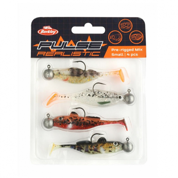 Berkley Pulse Realistic Pre-Rigged Mix Small (4-pack) i gruppen Fiskedrag / Jiggar & Gummibeten / Abborrjiggar & Gösjiggar hos Sportfiskeprylar.se (1571046)