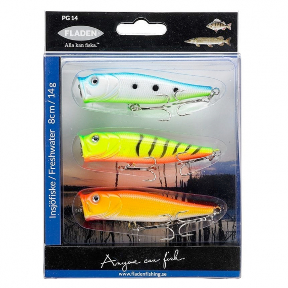 Fladen Popper 8,7cm Flytande 3-pack i gruppen Fiskedrag / Betespaket / Betespaket Abborre hos Sportfiskeprylar.se (16-7540)