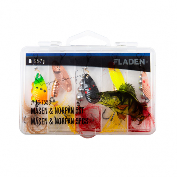 Fladen Mäsen & Norpan 5pcs 6,5-7g In Plastic Box i gruppen Fiskedrag / Spinnare hos Sportfiskeprylar.se (16-7558)