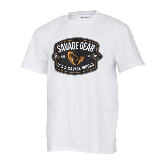 Savage Gear Badge Logo Tee White i gruppen Kläder & Skor / Kläder / T-shirts hos Sportfiskeprylar.se (1642660r)