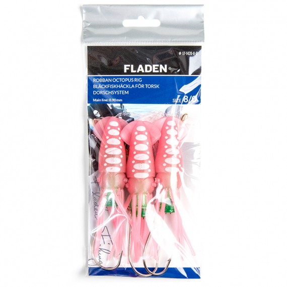 Fladen Robban Octopus Flashlight Pink/White 3 Hooks 10cm i gruppen Fiskedrag / Havsfiskebeten / Häcklor & Havsfiskeriggar hos Sportfiskeprylar.se (17-1420-10-0r)