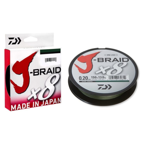 Daiwa J-Braid X8 150m Dark Green i gruppen Fiskelinor / Flätlinor & Superlinor hos Sportfiskeprylar.se (200148r)