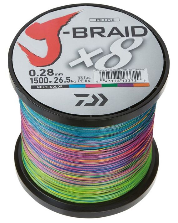Daiwa J-Braid X8 1500m Multi Color i gruppen Fiskelinor / Flätlinor & Superlinor hos Sportfiskeprylar.se (200218r)