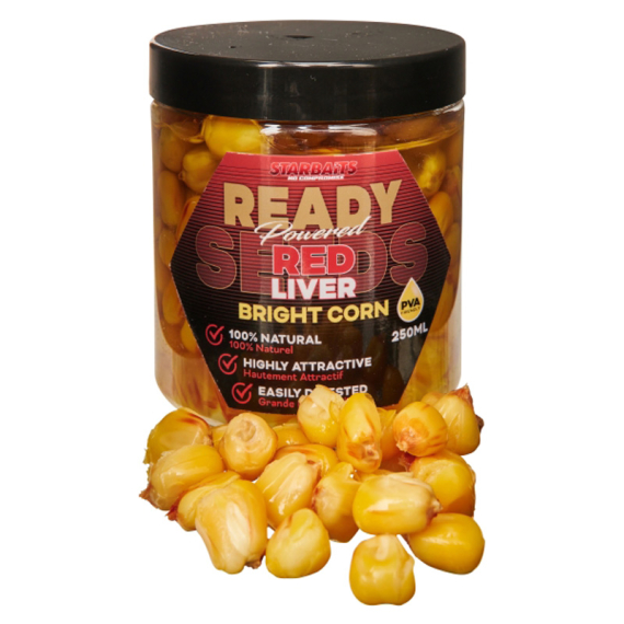 Starbaits Ready Seeds Bright Corn Red Liver 250ml i gruppen Fiskedrag / Boilies, Krokbeten & Mäsk / Partiklar hos Sportfiskeprylar.se (29-74656)
