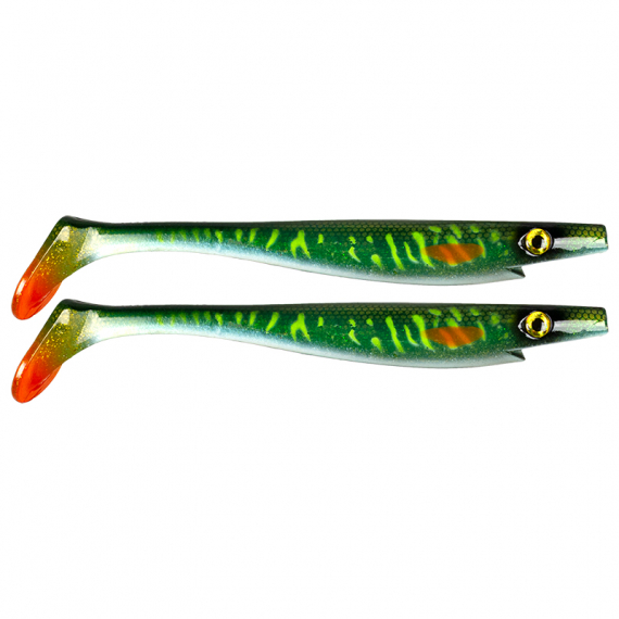 Pig Shad Junior 20cm - Green Motoroil Pike UV i gruppen Fiskedrag / Jiggar & Gummibeten / Gäddjiggar hos Sportfiskeprylar.se (29-SP172C-MN3)