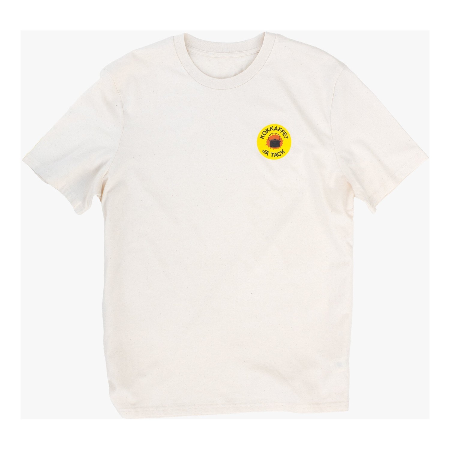 Lemmel T-Shirt Kokkaffe ja tack - Nature white w yellow print i gruppen Kläder & Skor / Kläder / T-shirts hos Sportfiskeprylar.se (3010110-7134r)