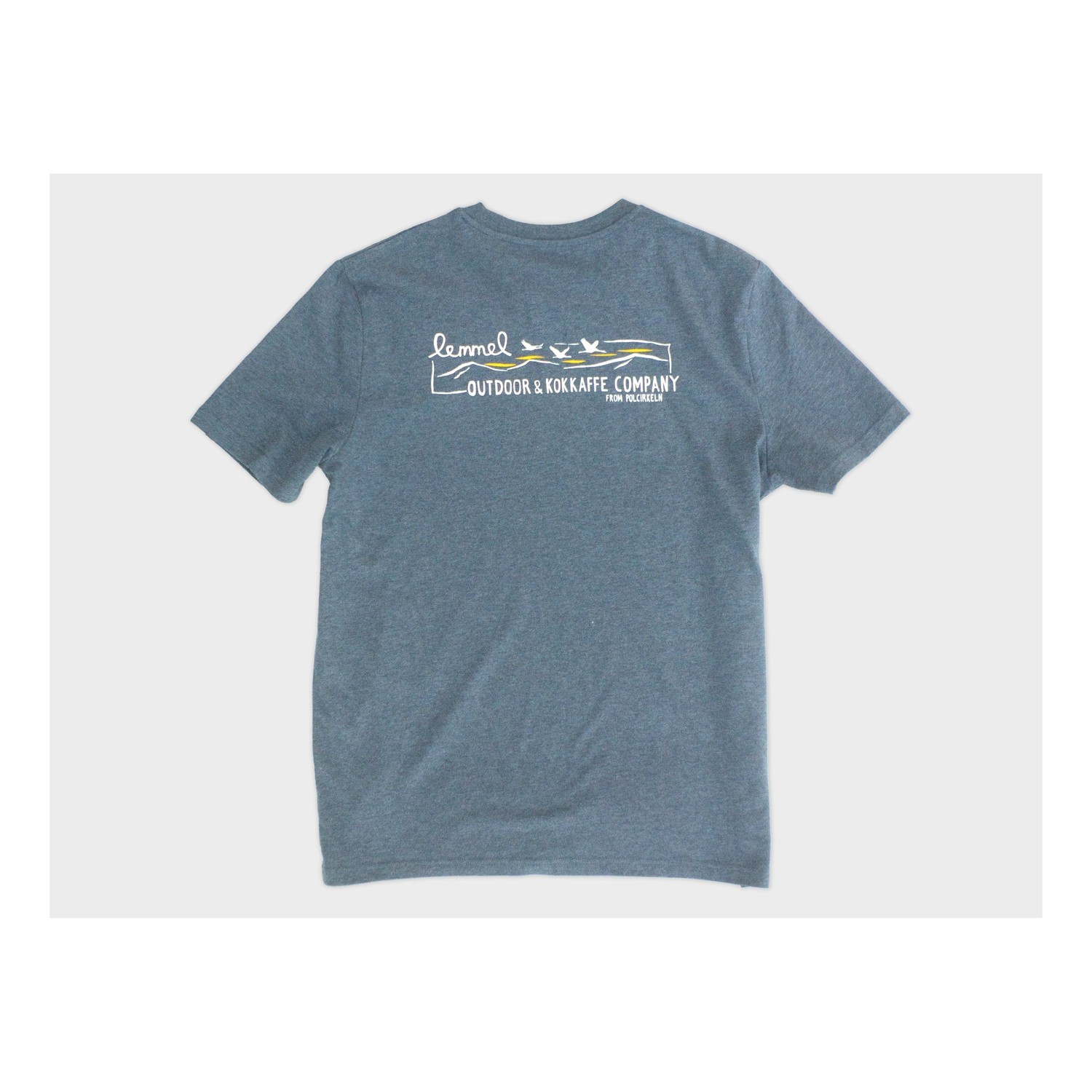 Lemmel T-shirt Lemmel Outdoor Co. Heather blue, with backprint i gruppen Kläder & Skor / Kläder / T-shirts hos Sportfiskeprylar.se (3010115-6034r)