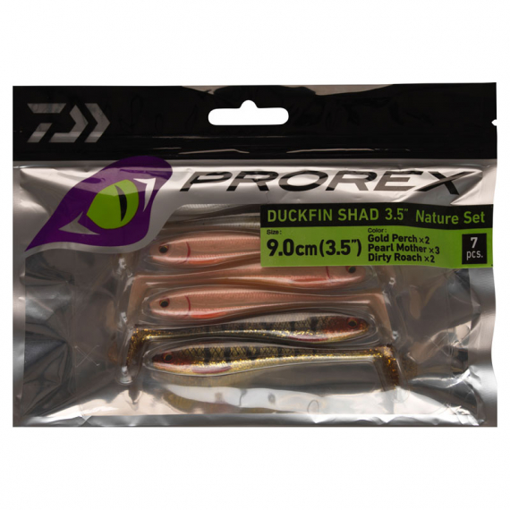 Daiwa PX Duckfin Shad 8,9cm (7-pack) - Nature Set i gruppen Fiskedrag / Jiggar & Gummibeten / Abborrjiggar & Gösjiggar hos Sportfiskeprylar.se (32-216787)