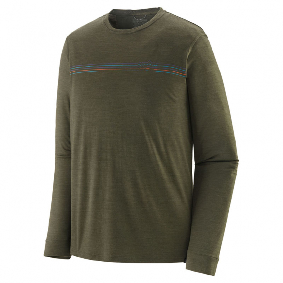 Patagonia M\'s L/S Cap Cool Merino Graphic Shirt Fitz Roy Fader: Basin Green i gruppen Kläder & Skor / Kläder / Tröjor / Långärmade T-shirts hos Sportfiskeprylar.se (44585-FFBAr)