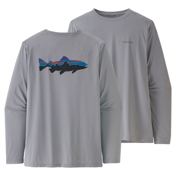 Patagonia M\'s L/S Cap Cool Daily Fish Graphic Shirt Fitz Roy Trout: Salt Grey i gruppen Kläder & Skor / Kläder / Tröjor / Långärmade T-shirts hos Sportfiskeprylar.se (52147-FTGYr)