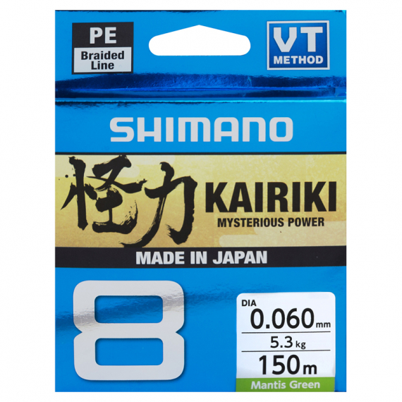 Shimano Kairiki 8 150m Mantis Green i gruppen Fiskelinor / Flätlinor & Superlinor hos Sportfiskeprylar.se (59WPLA58R01r)