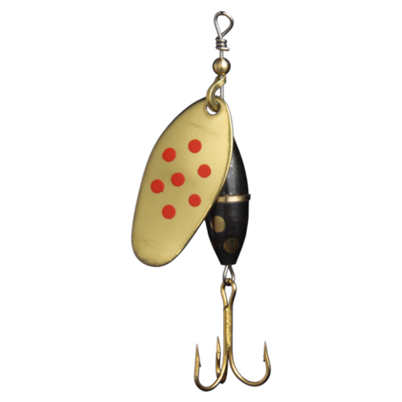 Myran Panter 10g - Guld/Röd/Prickig i gruppen Fiskedrag / Spinnare / Inlinespinnare hos Sportfiskeprylar.se (6483-28)