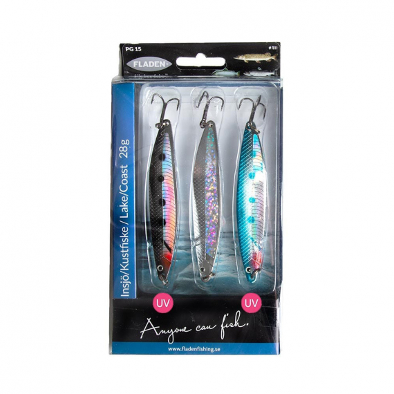 Fladen Nidingen 28g 3-pack, Svart/Silver/Blå i gruppen Fiskedrag / Havsöringsdrag & Kustwobblers / Havsöringsdrag hos Sportfiskeprylar.se (7011-TR1)