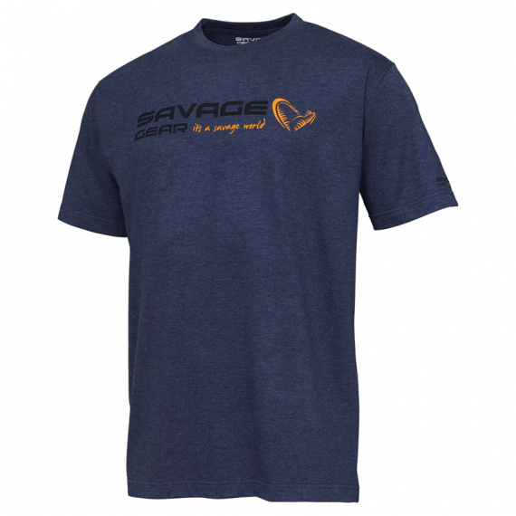 Savage Gear Signature Logo T-Shirt, Blue Melange i gruppen Kläder & Skor / Kläder / T-shirts hos Sportfiskeprylar.se (73654r)
