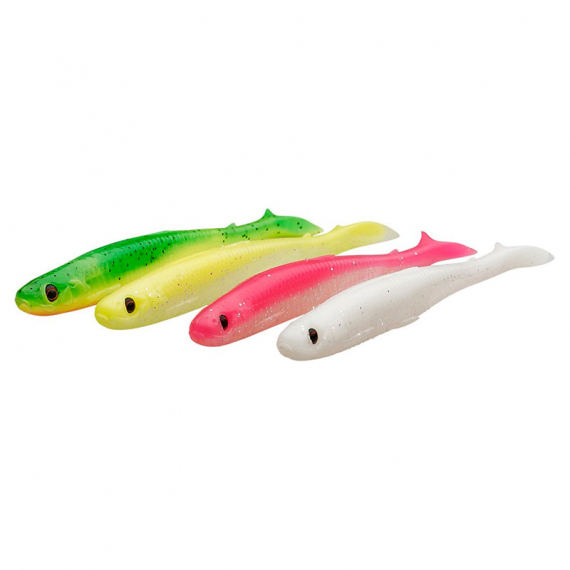 Savage Gear Slender Scoop Shad (4-pack) 9cm 4g - Dark Water Mix i gruppen Fiskedrag / Betespaket hos Sportfiskeprylar.se (76750)