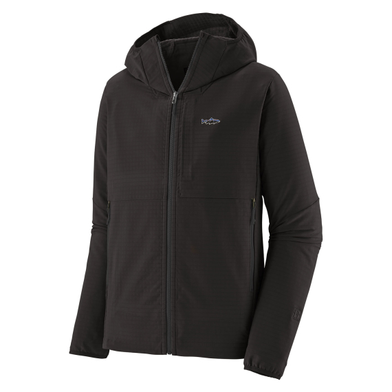 Patagonia M\'s R1 TechFace Fitz Roy Trout Hoody Black i gruppen Kläder & Skor / Kläder / Jackor / Skaljackor hos Sportfiskeprylar.se (81786-BLK-Lr)