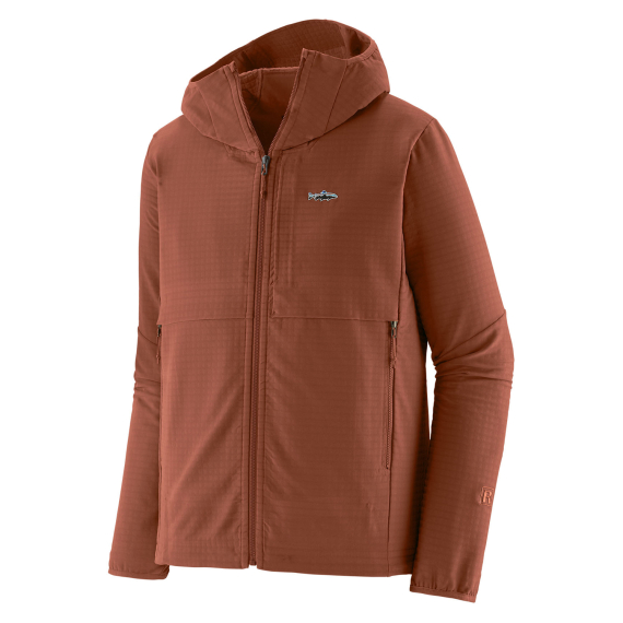 Patagonia M\'s R1 TechFace Fitz Roy Trout Hoody Sisu Brown i gruppen Kläder & Skor / Kläder / Tröjor / Fleecetröjor hos Sportfiskeprylar.se (81786-SIBR-Sr)