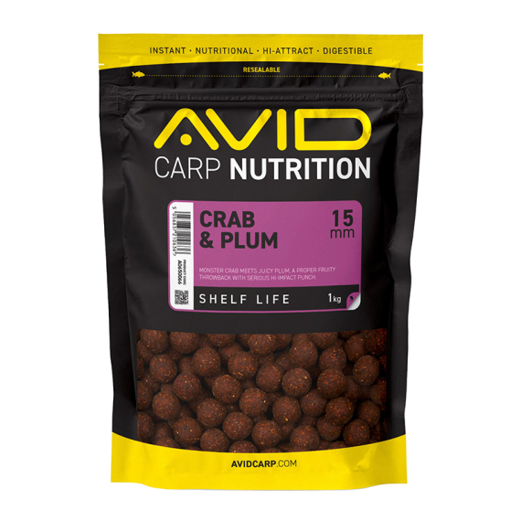 Avid Crab & Plum Boilies - 1kg i gruppen Fiskedrag / Boilies, Krokbeten & Mäsk hos Sportfiskeprylar.se (A0650066r)
