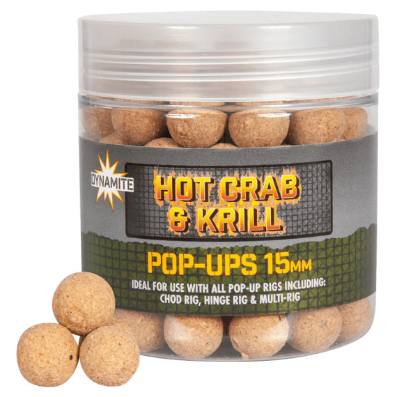 Dynamite Baits Big Fish Hot Crab & Krill Pop-Ups 15mm i gruppen Fiskedrag / Boilies, Krokbeten & Mäsk / Popups & Wafters hos Sportfiskeprylar.se (ADY041647)