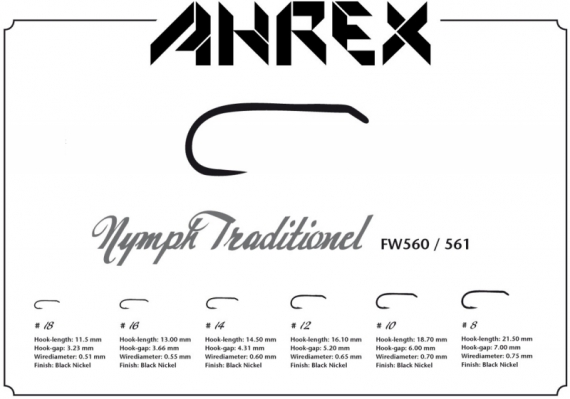 Ahrex FW561 - Nymph Traditional - Barbless #16 i gruppen Krok & Småplock / Krok / Flugbindningskrok hos Sportfiskeprylar.se (AFW561-16)