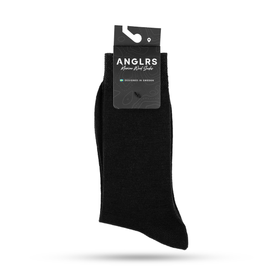 Anglrs Merino Wool Socks Black 41-46 1-pack i gruppen Kläder & Skor / Kläder / Underställ & Underkläder / Strumpor hos Sportfiskeprylar.se (AMWB41461)