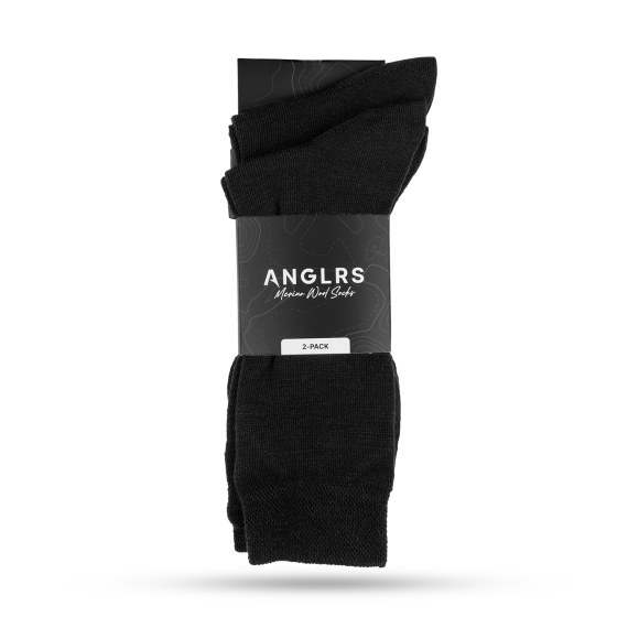 Anglrs Merino Wool Socks Black 41-46 2-pack i gruppen Kläder & Skor / Kläder / Underställ & Underkläder / Strumpor hos Sportfiskeprylar.se (AMWB41462)