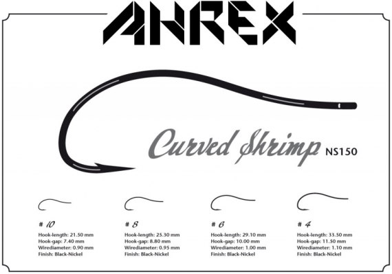 Ahrex NS150 - Curved Shrimp #8 i gruppen Krok & Småplock / Krok / Flugbindningskrok hos Sportfiskeprylar.se (ANS150-8)