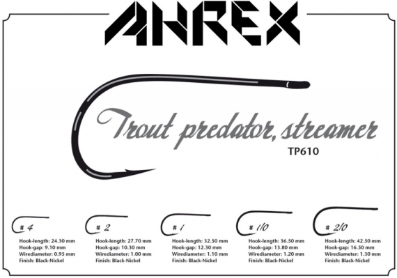 Ahrex TP610 - Trout Predator Streamer #1/0 i gruppen Krok & Småplock / Krok / Flugbindningskrok hos Sportfiskeprylar.se (ATB610-1_0)