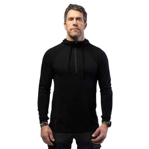 Beyond Nordic BN105 M\'s Merino Half Zip Hoodie Onyx Black i gruppen Kläder & Skor / Kläder / Underställ & Underkläder / Underställströjor hos Sportfiskeprylar.se (BN105-M-BLACK-2XLr)