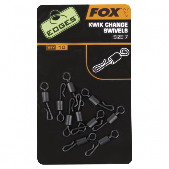 Fox Edges Kwik Change Swivels Size 7 10-pack i gruppen Krok & Småplock / Beteslås / Snap Clips & Fastach hos Sportfiskeprylar.se (CAC485)