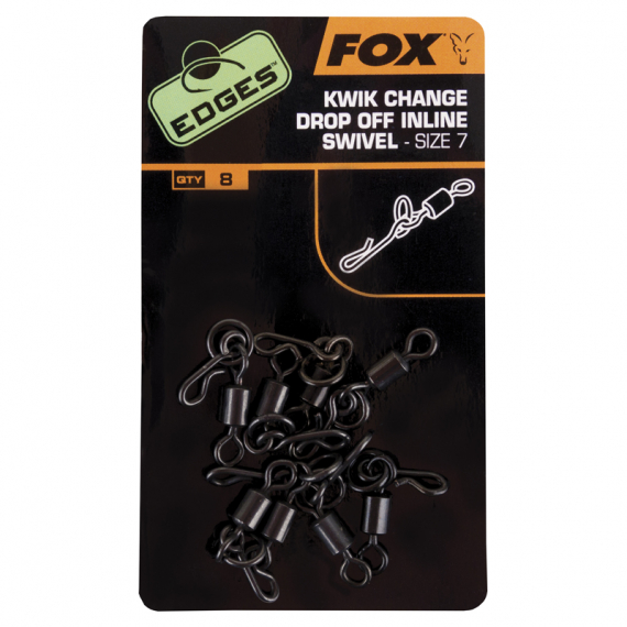 Fox Edges Kwik Change Drop Off Inline Swivel Size 7 (8-pack) i gruppen Krok & Småplock / Beteslås / Snap Clips & Fastach hos Sportfiskeprylar.se (CAC494)