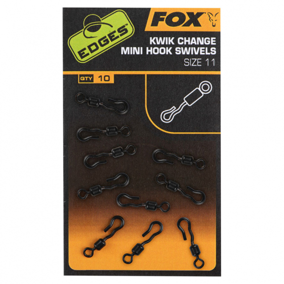 Fox Edges Kwik Change Mini Hook Swivel Size 11 (10-pack) i gruppen Krok & Småplock / Beteslås / Snap Clips & Fastach hos Sportfiskeprylar.se (CAC763)
