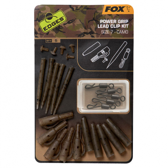 Fox Edges Camo Power Grip Lead Clip kit size 7 5pcs i gruppen Krok & Småplock / Riggtillbehör / Lead Clips hos Sportfiskeprylar.se (CAC776)