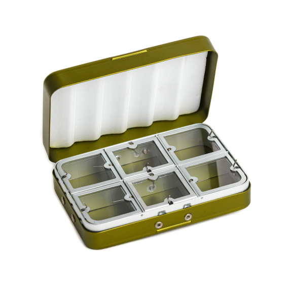 Aluminium box 6 compartments - Olive i gruppen Förvaring / Boxar & Lådor / Flugaskar hos Sportfiskeprylar.se (CH-302)