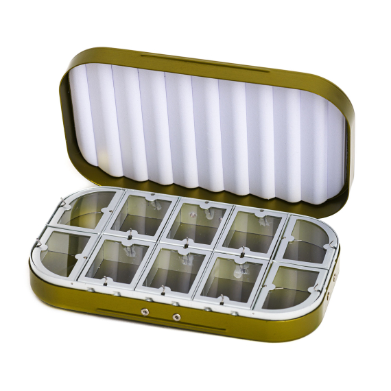 Aluminium box 10 compartments - Olive i gruppen Förvaring / Boxar & Lådor / Flugaskar hos Sportfiskeprylar.se (CH-306)