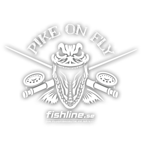 Fishline Pike on Fly sticker White i gruppen Övrigt / Klistermärken & Dekaler hos Sportfiskeprylar.se (FL-STICK-POFV2)