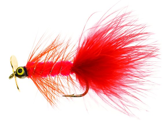 Dog Nobbler Propeller Flou Red Kamasan B170 #4 i gruppen Fiskedrag / Flugor / Streamers hos Sportfiskeprylar.se (FL00107)