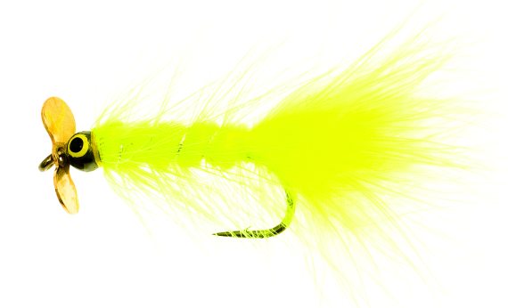 Dog Nobbler Propeller Flou Yellow Kamasan B170 # i gruppen Fiskedrag / Flugor / Streamers hos Sportfiskeprylar.se (FL00111)