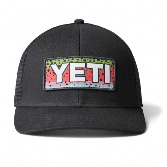 Yeti Rainbow Trout Logo Badge Trucker Hat Black i gruppen Kläder & Skor / Kepsar & Huvudbonader / Kepsar / Truckerkepsar hos Sportfiskeprylar.se (H009B)